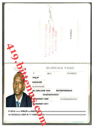 PHILIP NADAUDE-SINGLEQUOTE-S PASSPORT Burkina Faso